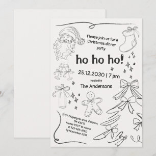 Invitación Fiesta de Navidades de Doodle dibujados de mano ne