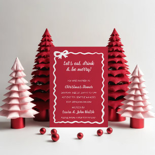 Invitación Fiesta de Navidades de Doodle Hand dibujó Red Whit