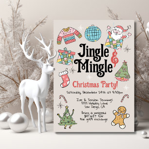 Invitación Fiesta de Navidades de Doodle Retro para Adultos o