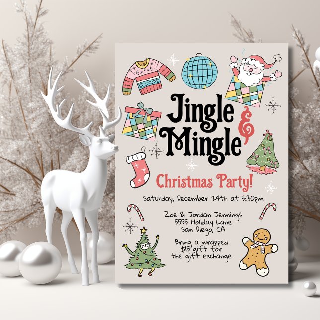 Invitación Fiesta de Navidades de Doodle Retro para Adultos o (Subido por el creador)