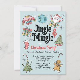 Invitación Fiesta de Navidades de Doodle Retro para Adultos o