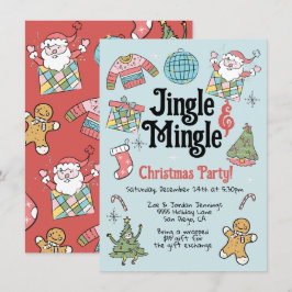 Invitación Fiesta de Navidades de Doodle Retro para Adultos o