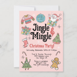 Invitación Fiesta de Navidades de Doodle Retro para Adultos o