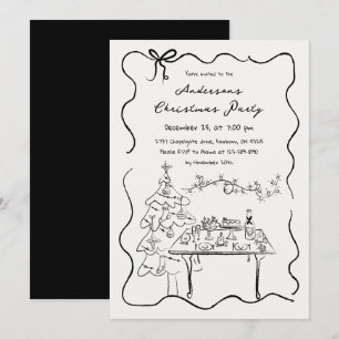 Invitación Fiesta de Navidades de Doodles dibujados por mano 