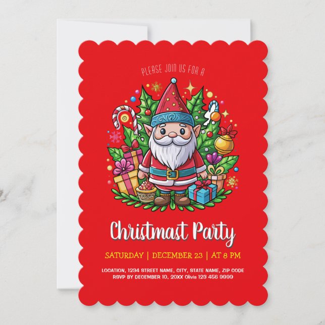 Invitación Fiesta de Navidades de Elf festivos (Anverso)