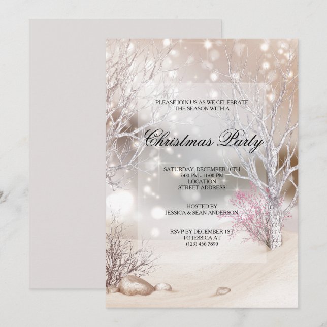 Invitación Fiesta de Navidades de escenas de inviernos al air (Anverso / Reverso)