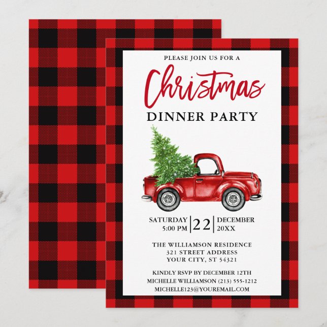 Invitación Fiesta de Navidades de escobillaje de camionetas r (Anverso / Reverso)