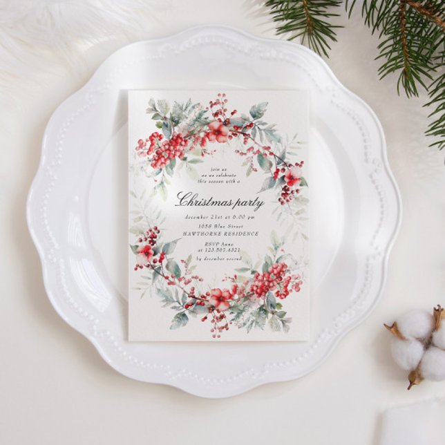 Invitación Fiesta de Navidades de feriado clásico de Berries (Subido por el creador)
