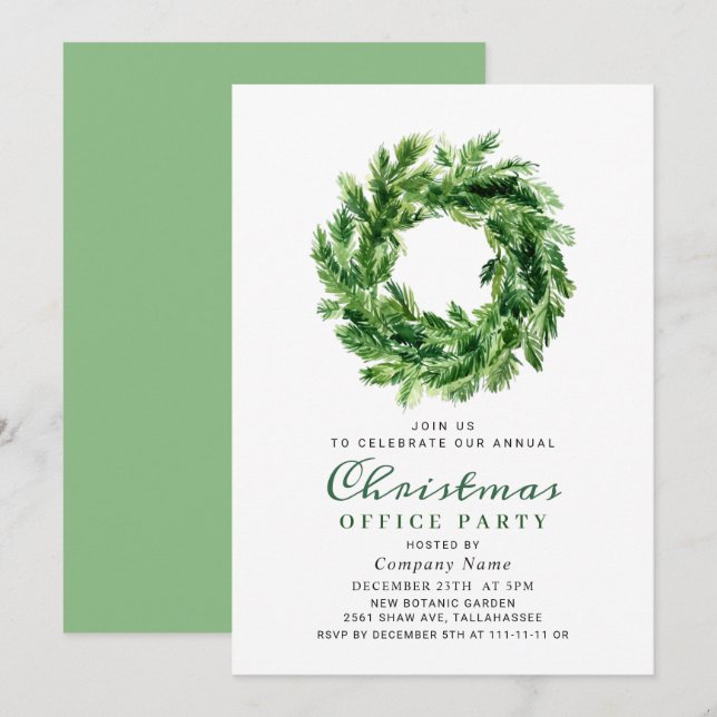 Invitación Fiesta de Navidades de feriado de flores de pino f (Anverso / Reverso)