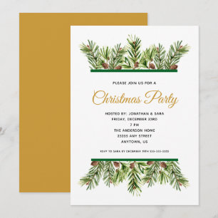 Invitación Fiesta de Navidades de feriado de invierno con veg