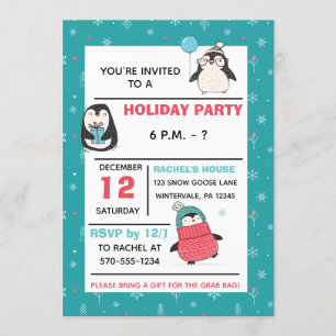 Invitación Fiesta de Navidades de feriado de invierno de Cute
