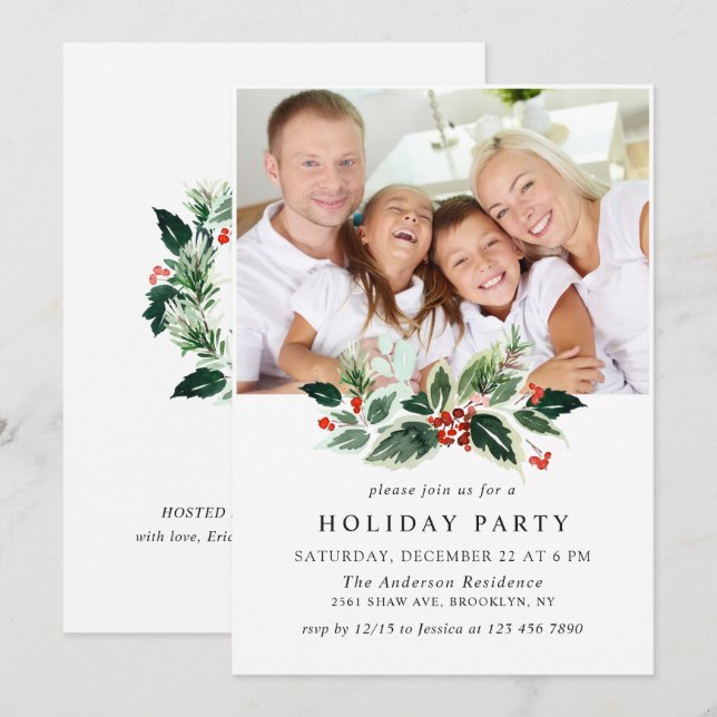 Invitación Fiesta de Navidades de feriado de la Festividad Ho (Anverso / Reverso)