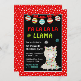 Invitación Fiesta de Navidades de feriado de Llama