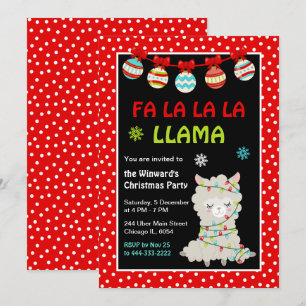 Invitación Fiesta de Navidades de feriado de Llama
