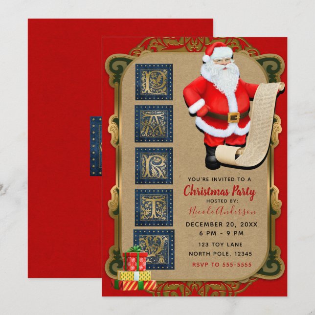 Invitación Fiesta de Navidades de feriado del Polo Norte (Anverso / Reverso)