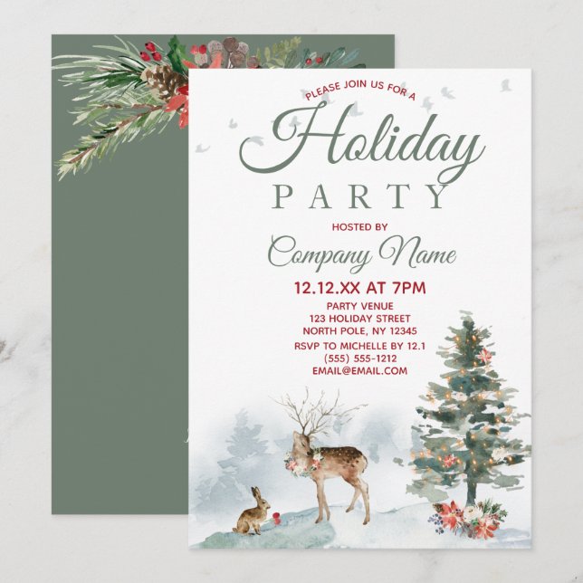 Invitación Fiesta de Navidades de feriados corporativos de ve (Anverso / Reverso)
