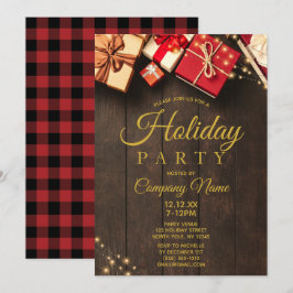 Invitación Fiesta de Navidades de Fiestas de Oro Rustic Wood