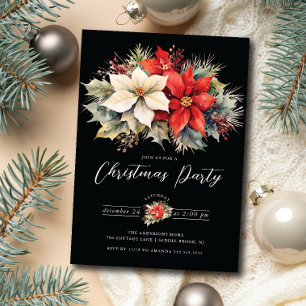 Invitación Fiesta de Navidades de Floral Poinsettia