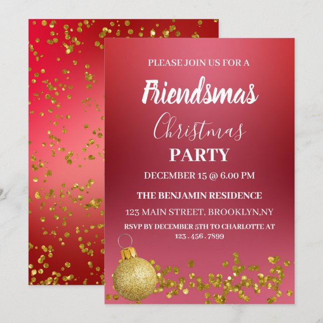 Invitación Fiesta de Navidades de Friendsmas (Anverso / Reverso)