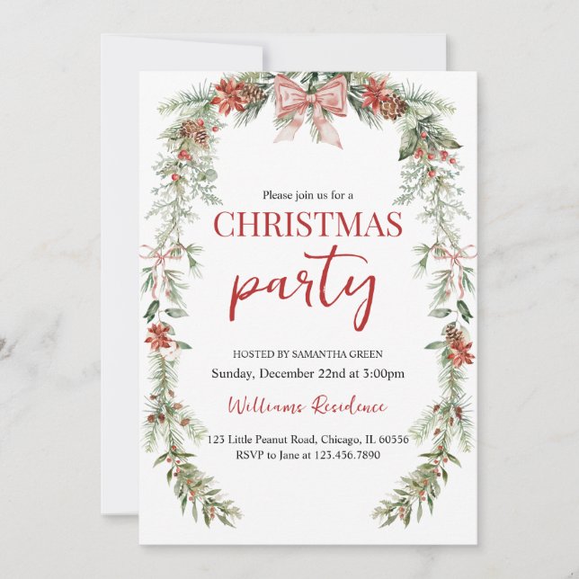 Invitación Fiesta de Navidades de Garland (Anverso)
