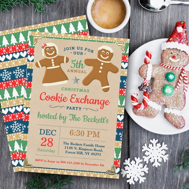Invitación Fiesta de Navidades de Gingerbread Cookie Exchange (Subido por el creador)