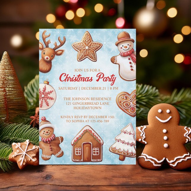 Invitación Fiesta de Navidades de Gingerbread Cookies (Subido por el creador)