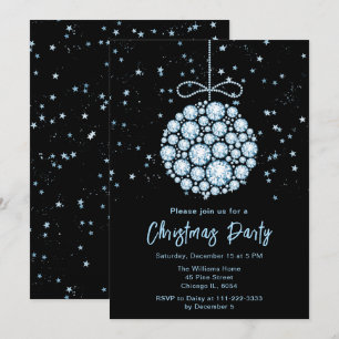 Invitación Fiesta de Navidades de Glam Blue Ornament