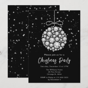 Invitación Fiesta de Navidades de Glam Silver Ornament