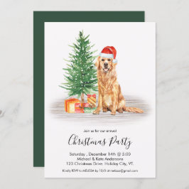 Invitación Fiesta de Navidades de Golden Retriever Cute Dog L