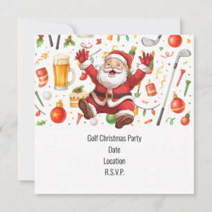 Invitación Fiesta de Navidades de golf con tema de Santa Clau