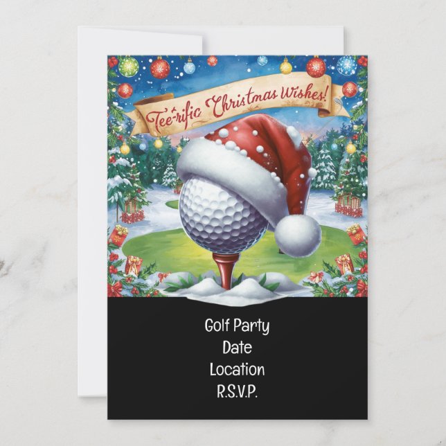 Invitación Fiesta de Navidades de Golf Par tee Golfer (Anverso)