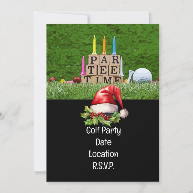 Invitación Fiesta de Navidades de Golf Par tee Golfer (Anverso)