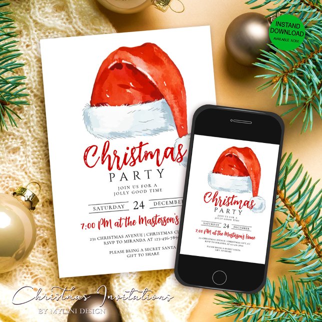 Invitación Fiesta de Navidades de Gorras Santas Festividades  (Subido por el creador)