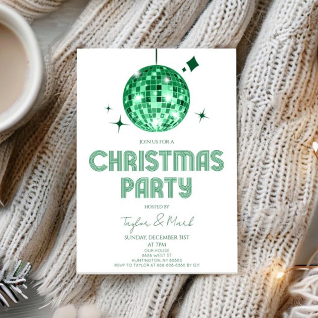 Invitación Fiesta de Navidades de Green Disco Ball (Subido por el creador)