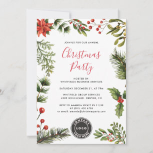 Invitación Fiesta de Navidades de guiones del logotipo comerc