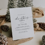 Invitación Fiesta de Navidades de guiones modernos<br><div class="desc">Esta moderna tarjeta de invitación para fiesta para Navidades de guión es perfecta para un evento vacacional minimalista. El sencillo diseño en blanco y negro presenta una tipografía industrial única con un estilo boho moderno. Personalizable de cualquier color.</div>