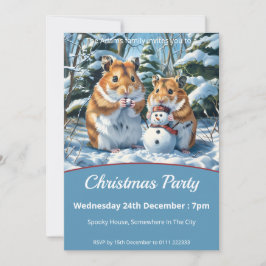 Invitación Fiesta de Navidades de Hamsters y Snowman