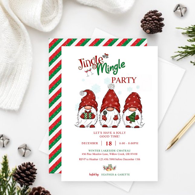 Invitación Fiesta de Navidades de Holiday Gnomes (Holiday Gnomes Christmas Party Invitation)