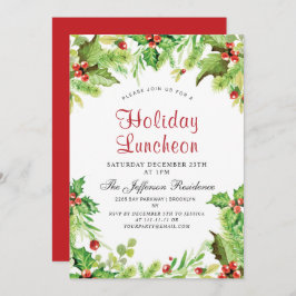 Invitación Fiesta de Navidades de Holiday Luncheon Holly Berr