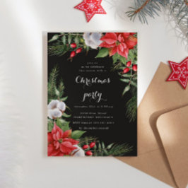 Invitación Fiesta de Navidades de Holiday Poinsettia Greenery