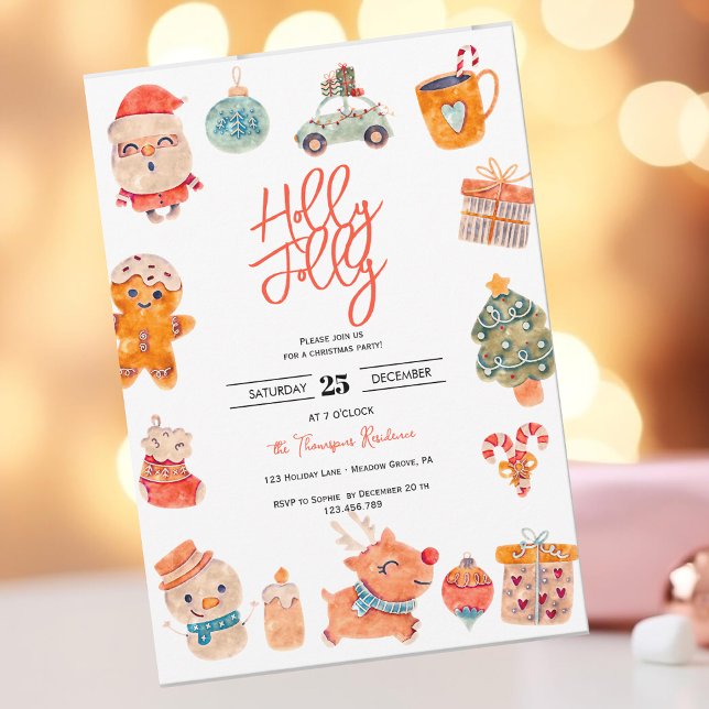 Invitación Fiesta de navidades de Holly Jolly (Subido por el creador)