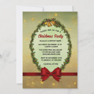 Invitación Fiesta de Navidades de Holly Leaves y Berries y ca