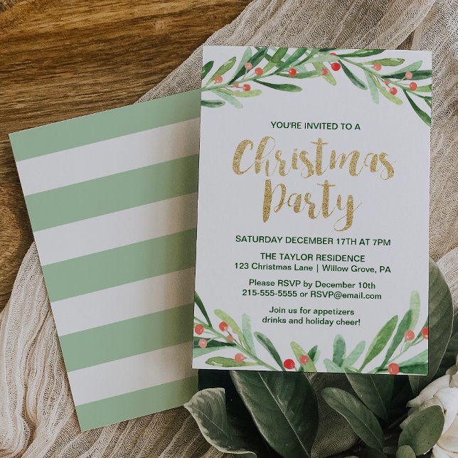 Invitación Fiesta de Navidades de Holly Wreath (Subido por el creador)