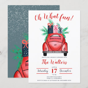 Invitación Fiesta de Navidades de ilustracion de coches de co