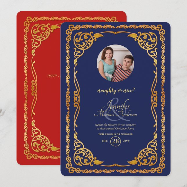 Invitación Fiesta de Navidades de imágenes malvadas o lindas (Anverso / Reverso)