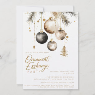 Invitación Fiesta de Navidades de intercambio de ornamentos d