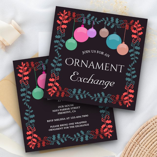 Invitación Fiesta de Navidades de Intercambio de Ornamentos d (Subido por el creador)