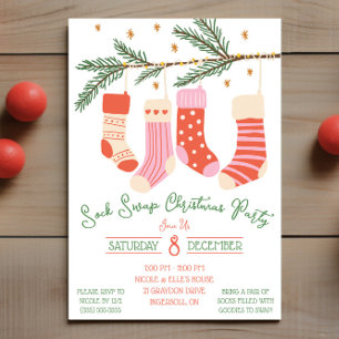 Invitación Fiesta de Navidades de intercambio de sock, fiesta