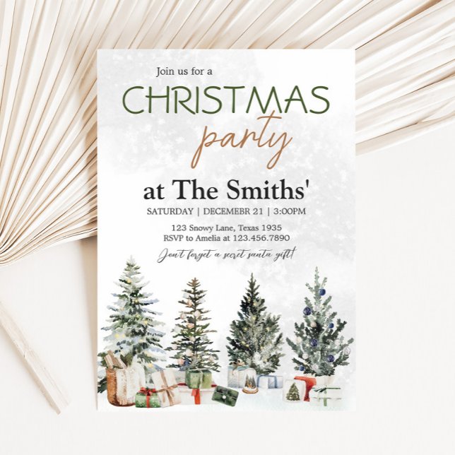 Invitación Fiesta de Navidades de invierno (Winter Wonderland Pine Tree Christmas Party Invitation )