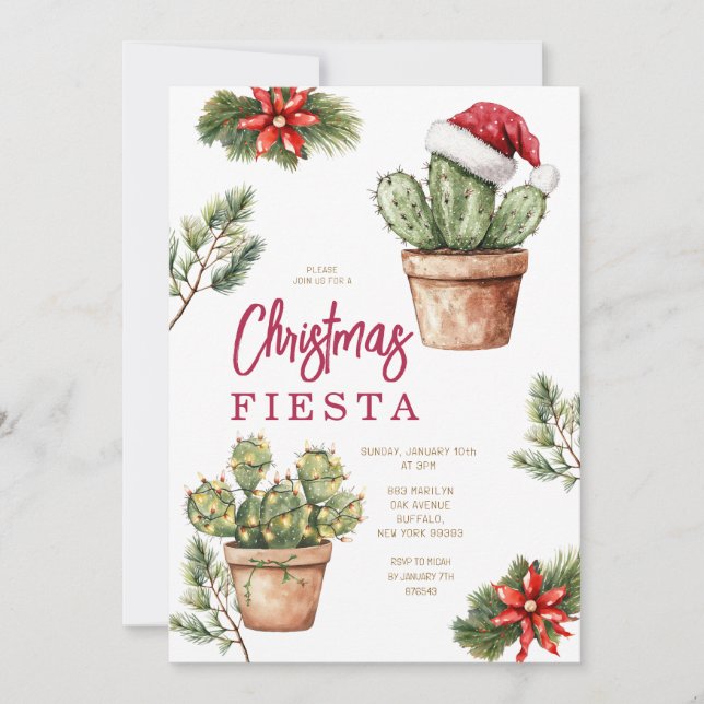 Invitación Fiesta de Navidades de Invierno Cacti Santa Mexica (Anverso)
